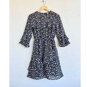 H&M | Floral Print Flounced Dress